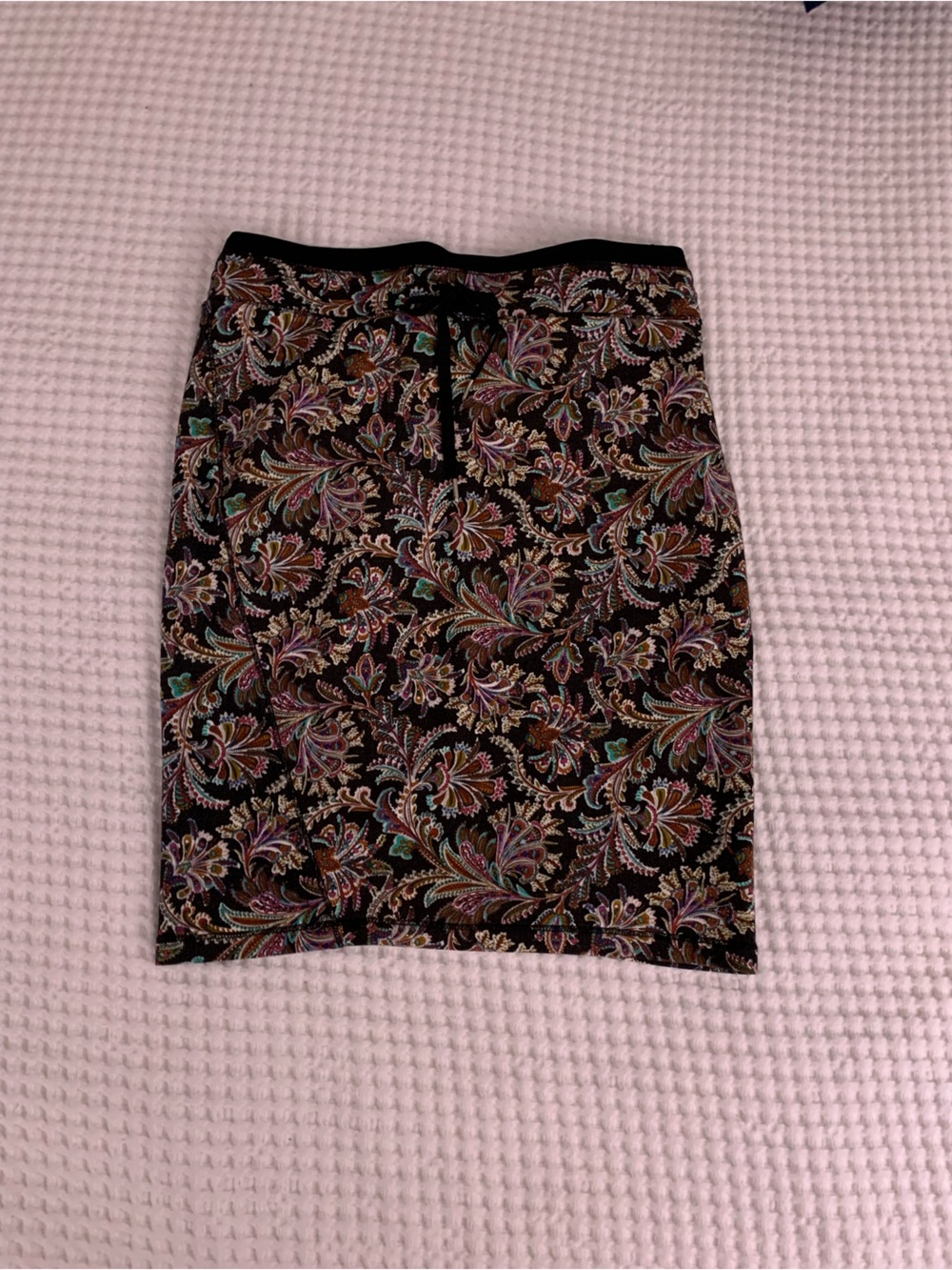 Philosophy Black Paisley-Print MIDI Skirt with Multicolor Accents Size Medium